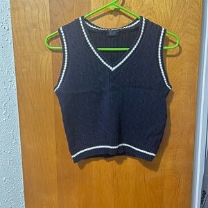 Navy Cable Knit Sweater Vest